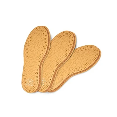 Afbeelding van 3 paar Pack schoen inlegzolen gemaakt van plantaardig gelooid schapenvacht leer en natuurlijke kurk Elegant comfortabel Kaps Pecari Cork Set (Mannen/6 UK / 40 EUR)