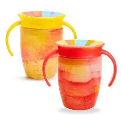 Afbeelding van Munchkin Miracle 360 6+ maanden 7oz baby Sippy Cups (2 pack), Free Flow Beaker voor peuters, trainerbeker, BPA vrij, morsvrij, vaatwasmachineveilige waterfles met Easy Grip handvatten.