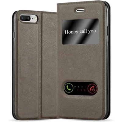 Afbeelding van Cadorabo Hoesje geschikt voor Apple iPhone 7 PLUS / 7S 8 in STEEN BRUIN Beschermhoes met magnetische sluiting, standfunctie en 2 kijkvensters Book Case Cover Etui