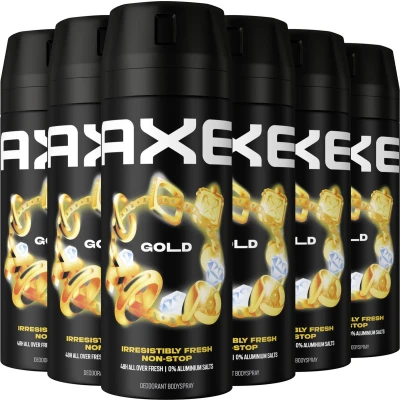 Afbeelding van 6x Axe Deodorant Bodyspray Gold 150 ml