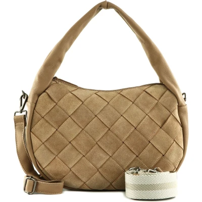 Afbeelding van FREDsBRUDER Leren Schoudertas Sewab Woven Hobo Bag Iced Coffee Lichtbruin