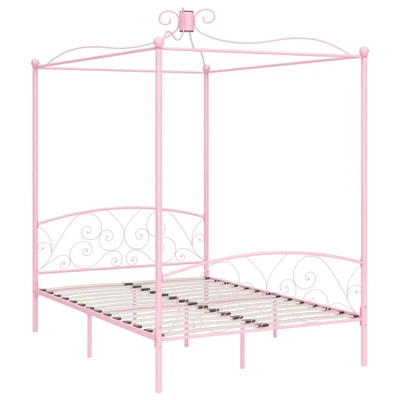 Afbeelding van Hemelbedframe metaal roze 140x200 cm