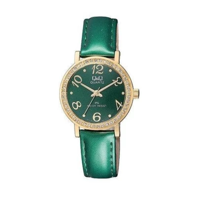 Afbeelding van Mooi dames horloge Q&amp;Q groen / goudkleurig QZ15J105Y