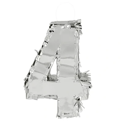 Afbeelding van Boland Piñata &#039;4&#039; Zilver 4 Verjaardag, Kinderfeestje, Themafeest