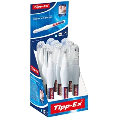 Afbeelding van Tipp Ex Correctiestift Shake&#039;n Squeeze, met metalen punt, 10 x 8 ml, ideaal voor kantoor, thuiskantoor of school