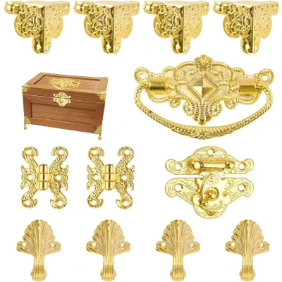 Afbeelding van Allecto Premium Gouden Sieradendoos met Antiek Slot en DIY Sieraden Kit