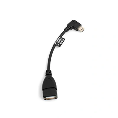 Afbeelding van System S Mini USB 90 graden links gehoekte hoekstekker naar type A (Female) jack kabel datakabel oplaadkabel 13 cm