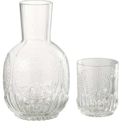 Afbeelding van J Line Karaf+Glas Maya Glas Transparant