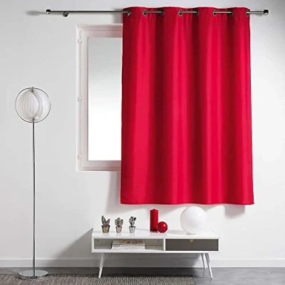 Afbeelding van douceur d&#039;intérieur, Gordijn met oogjes (140 x 180 cm) Essentiel Rood, Polyester