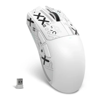 Afbeelding van MAMBASNAKE X ATTACK SHARK X11SE Draadloze Gamingmuis Tot 22000 DPI,PixArt PAW3311 sensor,BT/2.4G/Bedraad,59g lichtgewicht met tape,2000W klikken,40G acceleratie,lange batterijduur,voor Win/Mac Wit
