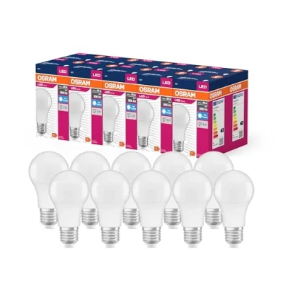 Afbeelding van OSRAM LED STAR VALUE KLASSISK A60 LAMP til E27 Socket, Pear Shape, FR, 806 Lumens, Daylight White (6500K), udskiftning konventionelle 60W pærer, ikke dæmpbar, 10 pack