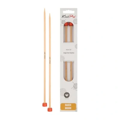 Afbeelding van KnitPro Basix Single Ended breinaalden, van berkenhout, meerkleurig, 40 cm x 4,50 mm