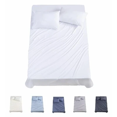 Afbeelding van Todocama Beddengoedset, 4 delig, 3001, hoeslaken, 2 kussenslopen 50 x 80 cm, voor bed 105 190/200 wit