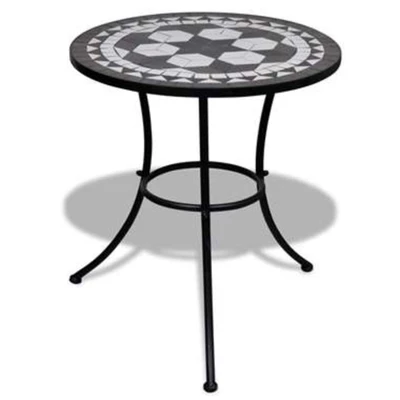 Afbeelding van Bistrotafel 60 cm mozaïek zwart en wit