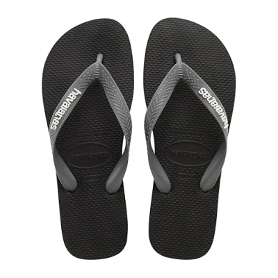 Afbeelding van Havaianas Unisex Top Logo Pop Up Flip Flop, Zwart/Staal Grijs, 4.5/5 UK, Zwart Staal UK