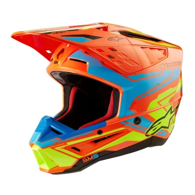 Afbeelding van Alpinestars 2024 Supertech M5 Action Crosshelm Fluor Oranje / Cyaan Geel maat L