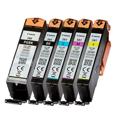 Afbeelding van 5 originele Setup Canon PGI580 CLI581 PGI 580 CLI 581 inktcartridges set Pixma printer