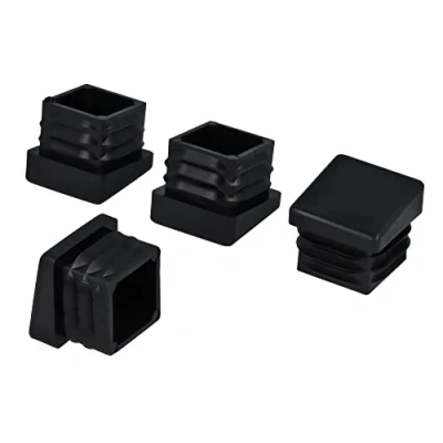 Afbeelding van GleitGut 4 x vierkante buisstop schuin lamellenstoppen schuine stop voor stoelpoten, zwart (25 25 mm)