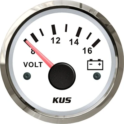 Afbeelding van KUS Waterdichte Voltmeter Spanningsmeter 12V/8 16V 52mm (met achtergrondverlichting..