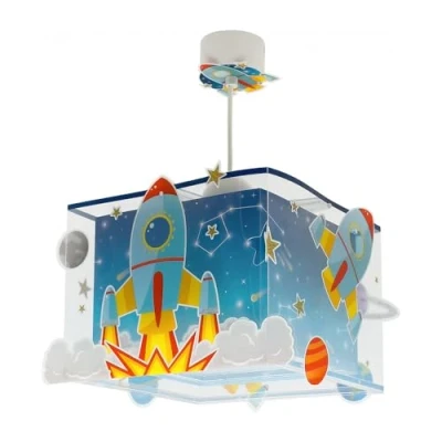 Afbeelding van Dalber Kinder hanglamp plafondlamp kinderkamer kinderlamp Rocket ruimte raket zonnestelsel