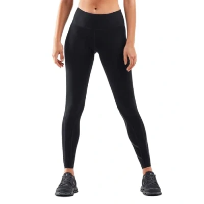 Afbeelding van 2XU Ignition Mid Rise Comp Tights Dames Sportbroeken zwart/grijs Vrouwen
