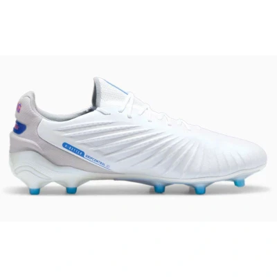 Afbeelding van Puma KING Ultimate FG/AG Voetbalschoenen met kunststof noppen, Heren, Maat: 43, White/bluemazing/flat light gray/sunset glow Imitatieleer/ textiel