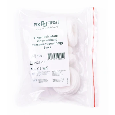 Afbeelding van Fixfirst vingerbobs, textiel, wit, pak van 5 stuks
