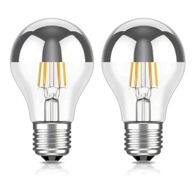 Afbeelding van ledscom.de 2 stuks E27 LED lamp, A60, warm wit (2700 K), 4.1 W, 461lm, hoofdspiegel (zilver)