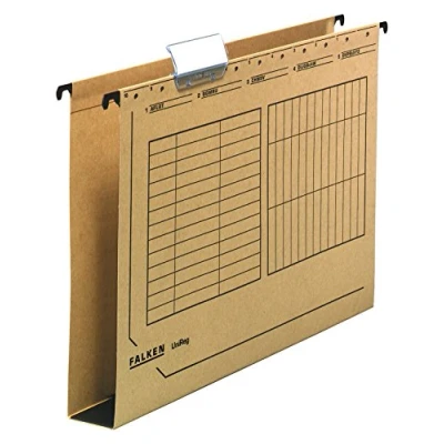 Afbeelding van Origineel Falken hangmap UniReg. Made in Germany. Gemaakt van gerecycled karton voor DIN A4 kartonnen bodem 4 cm bruin Blauwe Engel kast Autoriteit losse vellen archivering het kantoor