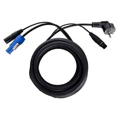 Afbeelding van Pronomic Stage EUPPX 5 hybride kabel Euro/Powerplug/XLR lengte: m combi voor actieve luidsprekers stroomvoorziening en signaal in één Powercon/Schuko compatibel zwart