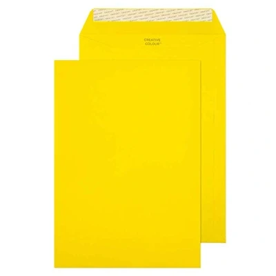 Afbeelding van Blake Creative Colour C4 229 x 324 mm 120 gsm Peel &amp; Seal Portemonnee Enveloppen (63403) Banaan Geel Pack van 10