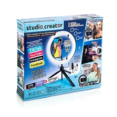 Afbeelding van Canal Toys Studio Creator Kit voor professionele videoproductie, led lichtring, 3 modi, met statief, INF 019, wit