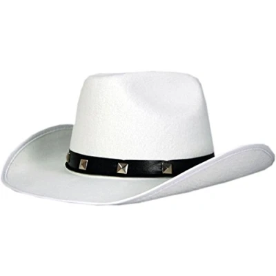 Afbeelding van Witte vilten cowboyhoed met noppen, 1 stuk elegant ontwerp, perfecte accessoire voor feesten, muziekfestivals, rodeo&#039;s, evenementen en meer