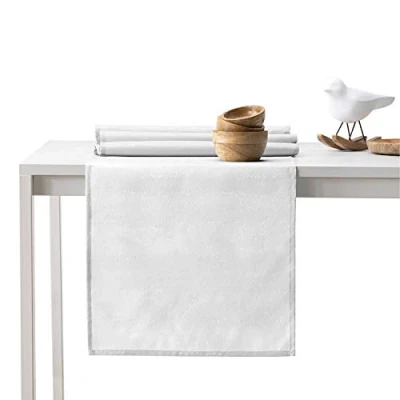 Afbeelding van AmeliaHome Tafelloper 30 x 80 cm, waterafstotend, lotuseffect, slangenhuidpatroon, wit Vesta