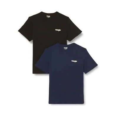 Afbeelding van Wrangler SIGN OFF TEE 2 PACK Tshirt basic, Heren, Maat: 3XL, Captains blue