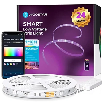 Afbeelding van Aigostar LED Strip Light RGB 10M, Smart Strip, te Bedienen via App en Afstandsbediening, Compatibel met Alexa/Google Home, Synchroniseer Muziek, Geschikt voor Feesten, Slaapkamerdecoratie, enz.