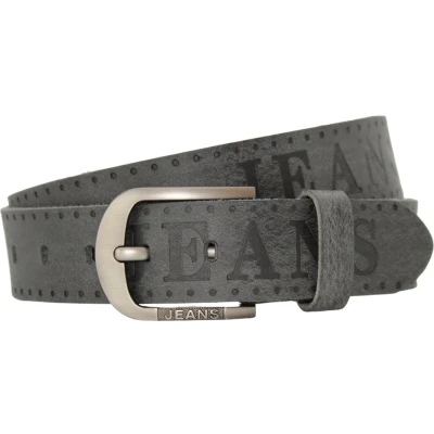 Afbeelding van Riem Jeans opdruk Buffelleer zwart Taillemaat 120 Trendy Brede