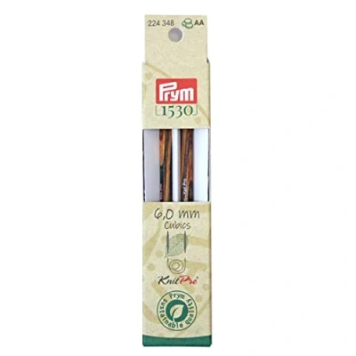 Afbeelding van Prym naaldpunten CUBICS NATURAL gekleurd lang 11,6 cm 6,00 mm kousbreinaald, hout, meerkleurig, 6
