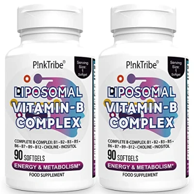Afbeelding van Liposomale vitamine B complex softgels met 9 vitaminen, biologisch beschikbare gemethyleerde vitamines hoge sterkte, 10x absorptie (Pack of 2)