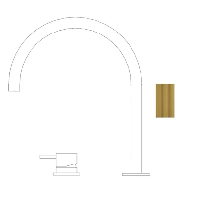 Afbeelding van Waterevolution Flow 2 gats wastafelkraan geborsteld messing met hoge U 213mm uitloop T1122ULE