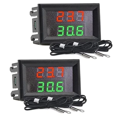 Afbeelding van Aideepen 2 STKS Mini DC 4 28V Dual Display Digitale Thermometer met NTC Waterdichte Metalen Probe Temperatuursensor Tester Auto Kamer Indoor (Rood+Groen)