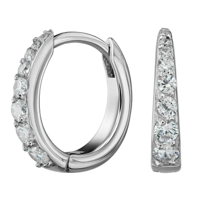 Afbeelding van Traveller Oorringen Dames Edelstaal Zilverkleurig Zirkonia Geplatineerd Ringen ø 14 mm 166318