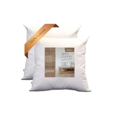 Afbeelding van GM Soft Cloud Sofakussen, 50 x cm, interieur, decoratieve vulling, kussen, 2 stuks, overtrek, 100% fris katoen, hypoallergeen en ademend, Made in Italy, voor bank bed
