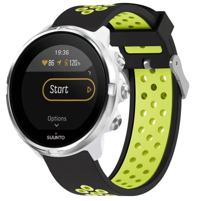Afbeelding van Siliconen sport bandje Universeel 24 mm aansluiting Zwart/Groen iMoshion En TPU (zacht)