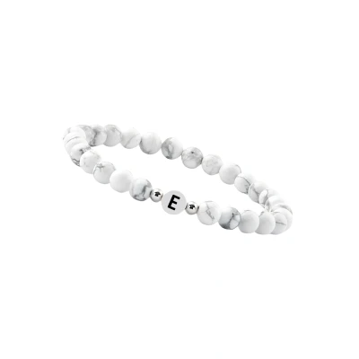 Afbeelding van GD GOOD.designs EST. 2015 Parelarmband, letter, partnerarmband, wit met echte howlietparels, cadeau voor koppels, gepersonaliseerde 16 centimeters, Steen, Parel