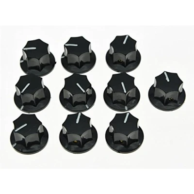 Afbeelding van KAISH 10x Zwart Messing Insert USA Spec 1/4 &quot;Grote Jazz J Bass Knop Jaguar Mustang Stijl Knoppen