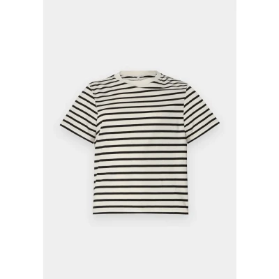 Afbeelding van ONLY Onllivina Stripe Tshirt print, Dames, Maat: Small, Cloud dancer/black