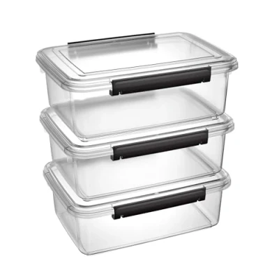 Afbeelding van Cetomo 10L x 3 hondenvoer opslagcontainer, luchtdichte voedselcontainers, siliconen afdichting en kliksloten, stapelbare plastic voerbak voor huisdieren met deksel hond, kat, vogel, opbergdoos