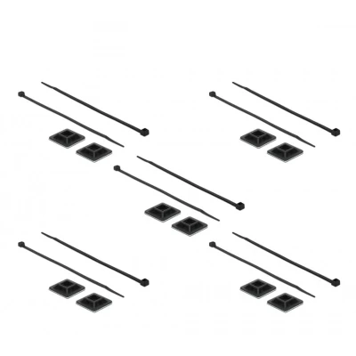 Afbeelding van Tie wraps 300 x 4,8mm (10 stuks) met zelfklevende houders / zwart