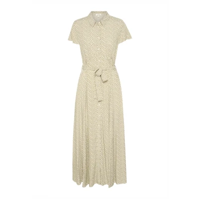 Afbeelding van Soaked in Luxury Arjana Blousejurk, Dames, Maat: Large, Khaki green and white dots